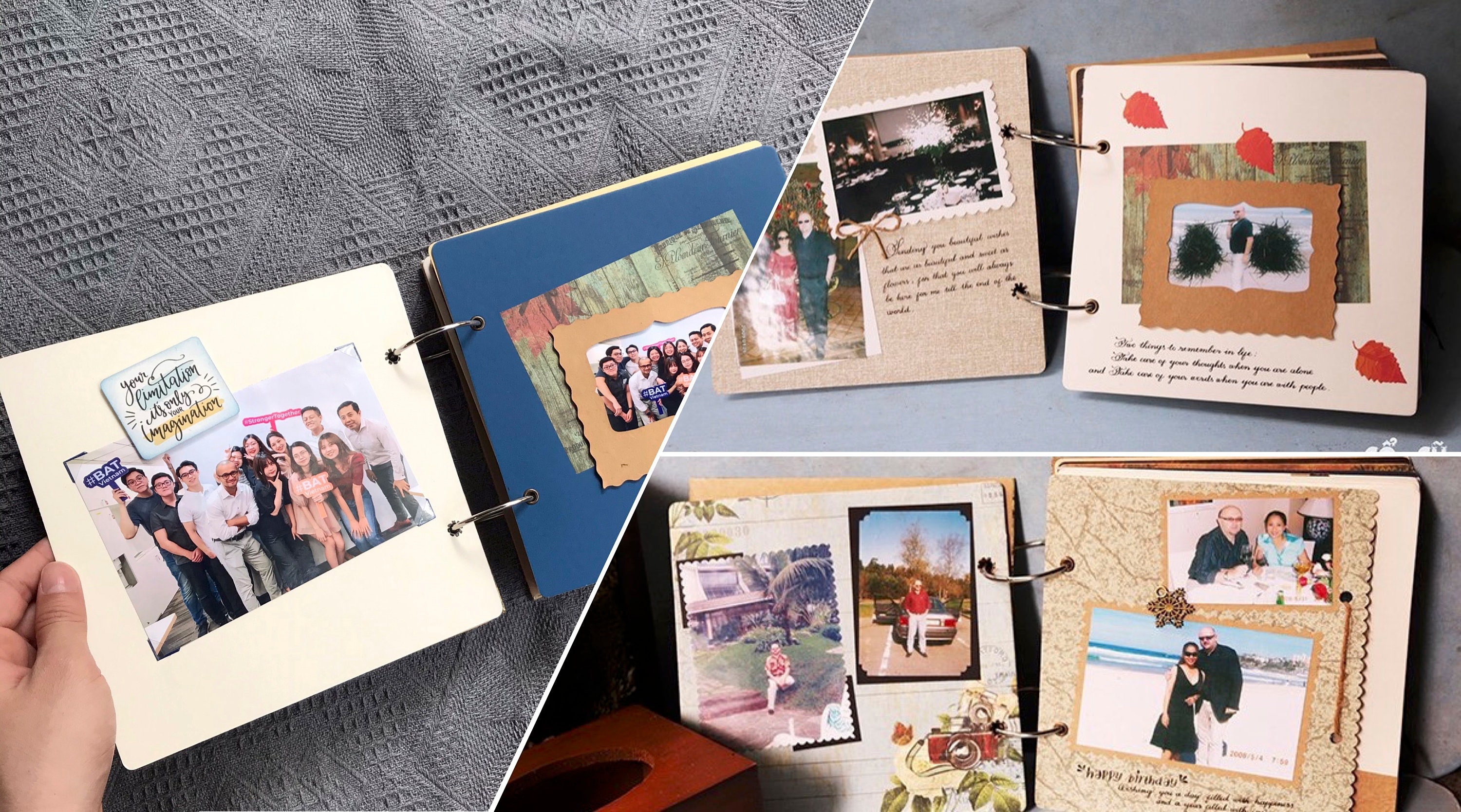 AIOR Album Fotos para Pegar y Escribir Scrapbook, Vintage DIY