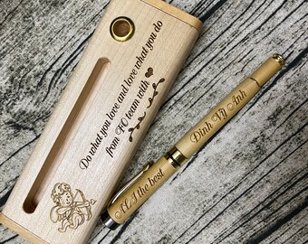 Ensemble de stylos gravés avec boîte, stylo personnalisé érable, stylo Parker gravé, stylo personnalisé, cadeau d'amour unique