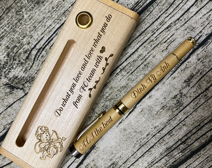 Engraved pen set with box, Personalized pen Maple, engraved parker pen, customized pen, unique love gift