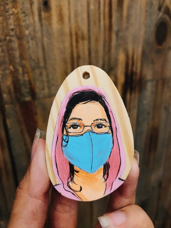 Custom Wooden Keychain With Portrait Painting Cute Keychain Etsy