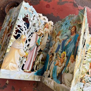 Carte printanière pour crèche de Noël avec style en zigzag, carte de voeux de vacances écologique fabriquée à la main, cadeau et décoration de printemps uniques image 9