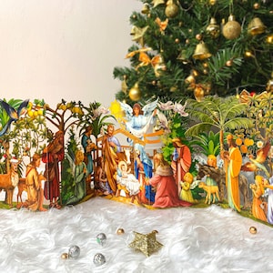 Carte printanière 3D de style ZicZac : sainte nuit, voeux de Noël respectueux de l'environnement, cadeau d'amour unique, cadeau pour les enfants