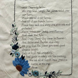 Custom Rectangular Embroidery: Personalized Wall Art & Home Decor, Handmade Embroidery with Text and Flowers, Custom Hand Embroidery