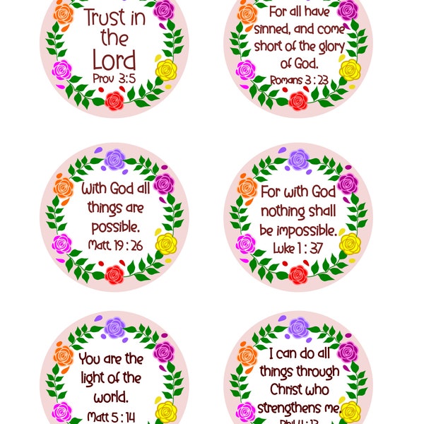 Christian Stickers  | Proverbs 3 5 | Romans 3 23 | Matt 5 14 | Philippians 4 13 | Matt 19 26 | Luke 1 37 | Christian |  Wall art |T shirt