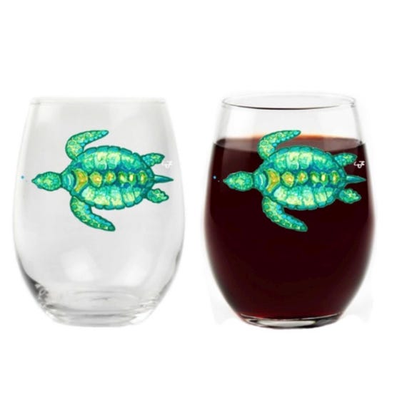 Green Sea Turtle, Dishwasher Safe Wine Glasses - Etsy