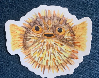 Large Puffer fish waterproof sticker