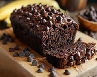 Double Chocolate Banana Bread Recipe (PDF Download) - Baking