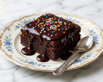 Easy Moist Chocolate Cake PDF Recipe, Bakery Style Sponge with Colorful Sprinkles