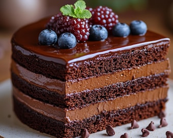 Chocolate Celebration Berry Cake Recipe PDF Decadent Glossy Digital Download
