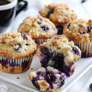 Blueberry Crumble Muffins Recipe: Bakery-Style PDF (Digital Download)
