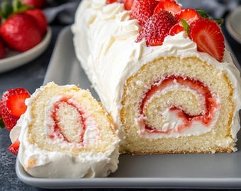 Strawberry Cloud Roll Cake Recipe, Printable PDF for Elegant Fruity Dessert