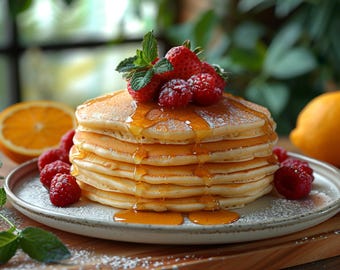 Fluffy Pancakes Recipe PDF, Buttermilk Orange Breakfast, Sunday Brunch, Easy Kids Baking