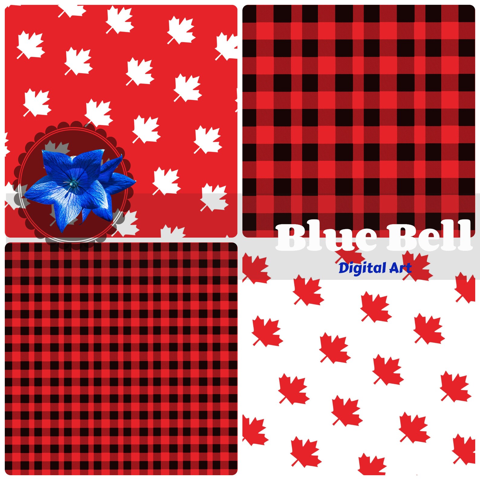 Canada Maple Leaf Digital Paper Tartan Plaid and Argyle | Etsy
