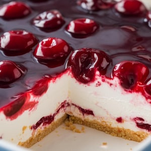 No Bake Cherry Cheesecake Bars Recipe PDF, Easy Dessert, Creamy Layered Squares