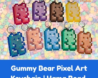 Gummibärchen Schlüsselanhänger - Handgemachter Hama Bead Pixel Art Anhänger