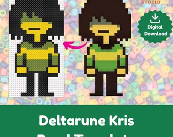 Deltarune Kris Mensch Pixel Perlenmuster | DIY Perler Hama Vorlage (Digitaler Download)