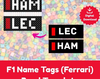 Ferrari F1 Namensschild Perlenmuster - Leclerc & Mihamilton (Digitaler Download)