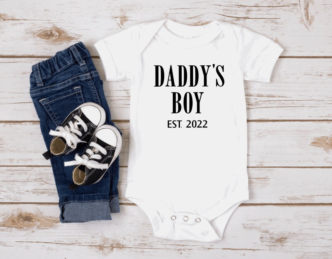 Daddys boy baby onesie custom date babyboy bodysuit babyboy Etsy