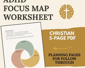 ADHD Focus Worksheet | Task Planning & Prioritizing for Overwhelm | Christian Printable