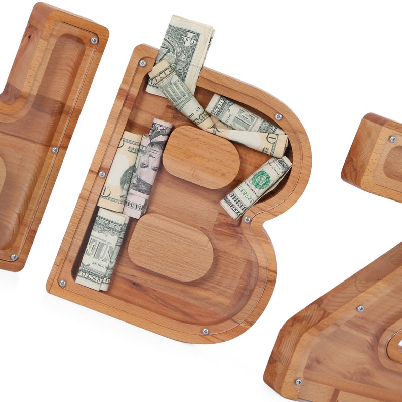 Customizable Wooden Letter Piggy Bank Piggy Bank for Kids Etsy