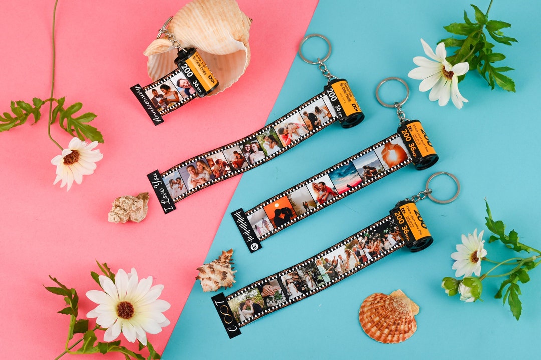 Customizable Christmas Gift, Gift for Family Members, Unique Gift Ideas, Photo Film Keychain