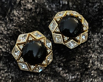 CHRISTIAN DIOR VINTAGE 100% Genuine Clip-on Earrings in Gold, 1990&#39;s, Made in France