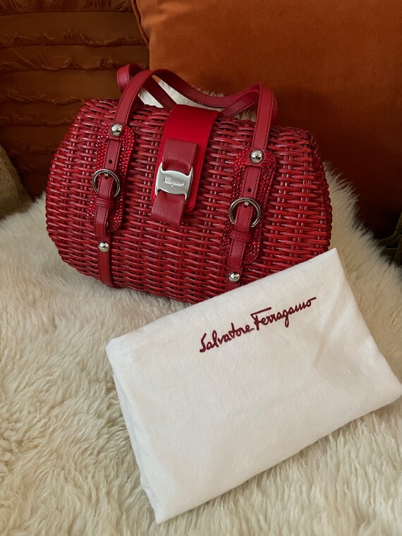 SALVATORE FERRAGAMO VINTAGE 100% Genuine Basket Woven Wicker  display picture 1