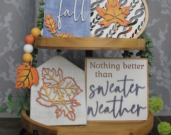fall tier tray, autumn tier tray, DIY blank wood, sweater weather tier tray, leaves tier tray, fall décor, autumn décor, hello fall décor