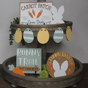 Easter tiered tray, Easter décor, bunny tiered tray, bunny décor