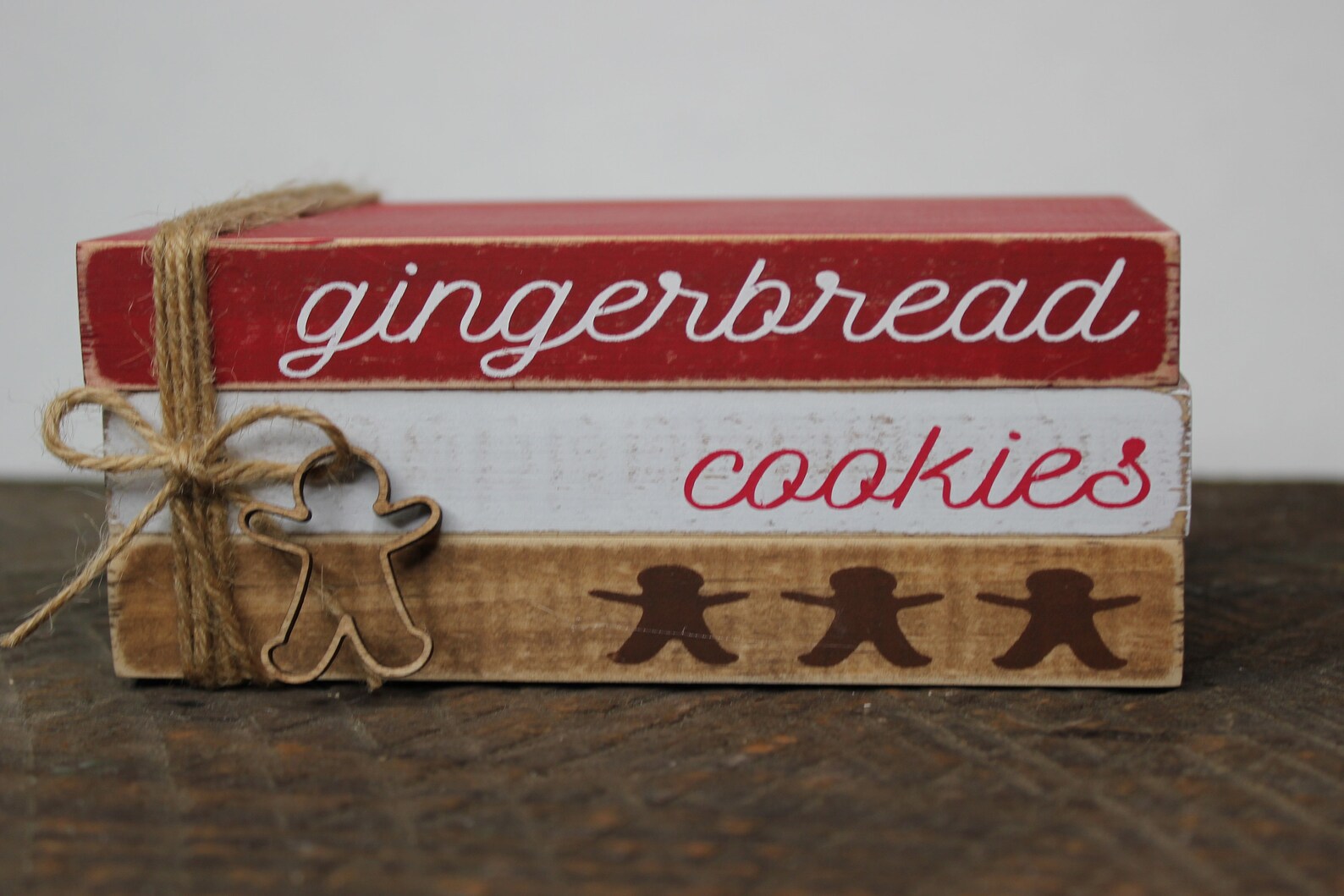 Gingerbread Wooden Books, Book Stack, Holiday Books, Holiday Décor ...