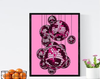 Pink Disco Ball Print