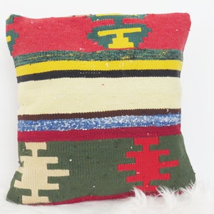 Ethnic Kilim Pillow, Anatolian Accent Pilow, Turkish Wool Cushion, Sofa Cushion Case, Outdoor Cushion, Oushak Pillow