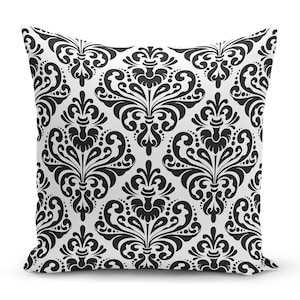 Black White Decorative Cushion Cover, Black Pillow Case, Black Throw Pillow Cover, Black Ivory Pillow