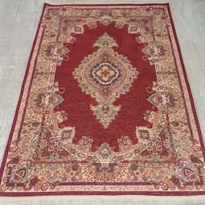Tapis d’accent turc, tapis à motif turc, tapis rouge, tapis en coton, tapis 3x5, tapis boho, tapis décoratif, tapis oriental, tapis à motif ethnique,
