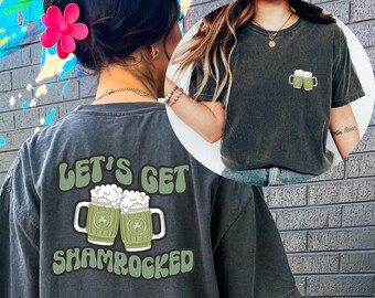 Retro St Pattys Day Shirt: Lets Get Shamrocked Vintage Comfort Colors Tee