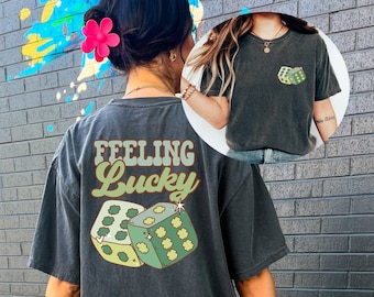 Retro St Patty's Day Comfort Colors Shirt,  Feeling Lucky Shirt, Vintage St Patricks Day Shirt, Day Drinking Shirt, Retro Shirt, Lucky Shirt