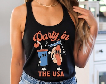 Retro Party in the USA Tank Top, 4th of July Tank, Retro funny fourth Tank, Womens 4th of July Tank, America Patriotic Tee, Independence Day