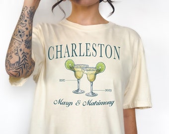Charleston Margarita Wedding Comfort Colors Tee: Tropical Bridal Shower Shirt