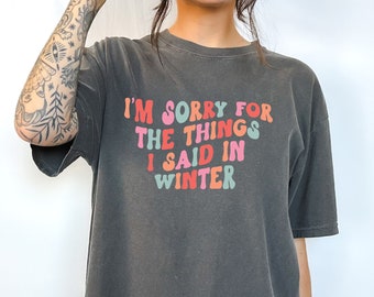 I Hate Winter Printed Crewneck Tee: Vintage Humor Design, Soft Cotton (Unisex Sizes, Cozy Winter Shirt)