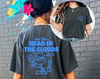 Comfort Colors Head In The Clouds Tee: Soft Cotton Graphic T-Shirt (Relaxed Fit)