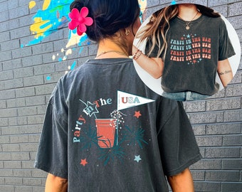 Retro USA Comfort Colors Shirt: July Fourth Patriotic Tee (Loose Fit)