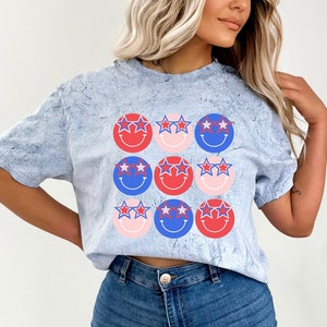 Retro USA Tie Dye Comfort Color shirt, Smile USA shirt,Retro fourth shirt,Women 4th of July shirt,America Patriotic Shirt,Independence