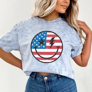 Retro USA Tie Dye Comfort Color shirt, Smile USA shirt,Retro fourth shirt,Women 4th of July shirt,America Patriotic Shirt,Independence