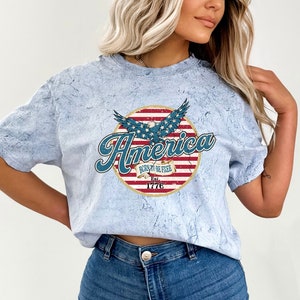 Retro USA Tie Dye Comfort Colors shirt,Freedom Tour,Retro fourth shirt, Womens 4th of July shirt,America Patriotic Shirt, Independence