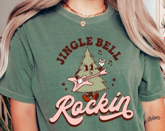 Retro Christmas Comfort Colors Shirt, Jingle Bell Rockin' Tree Shirt, Vintage Santa Christmas Shirt, Retro Holiday Shirt, Ugly Sweater Shirt
