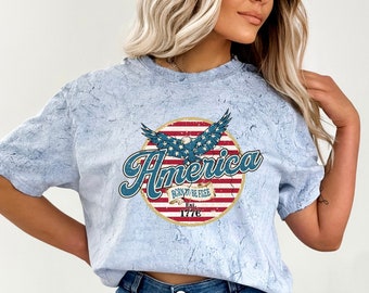 Retro Tie Dye USA Patriotic Shirt, Vintage Red White Blue Comfort Colors Tee