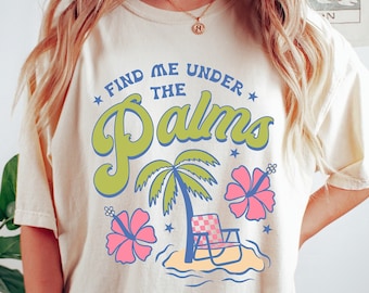 Comfort Colors Palm Tree Beach T Shirt: Retro Tropical Summer Style, Soft Cotton