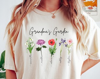 Custom Birth Flower Mom Shirt: Comfort Colors Garden Floral Tee