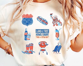 Retro Lady Liberty Hot Dog Shirt – Comfort Colors 4th of July Cookout Tee