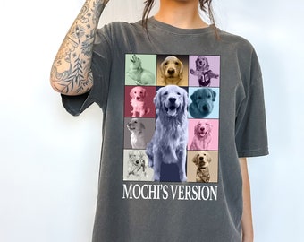 Custom Comfort Colors Dog Shirt, Retro Concert Collage Shirt, Custom Pet Era Shirt, Women's Custom T, Men's Custom T, Mochi's Version,